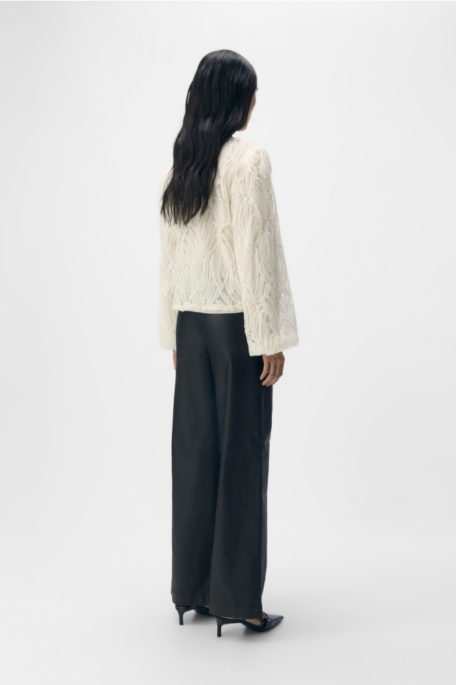 OBJMELBA LISA WIDE COATED PANT NOOS 23045831 BLACK